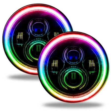 Oracle Lighting Sealed Beam 7 Round Black Bezel Housing LED ColorSHIFT  Dynamic Halo 5769-332